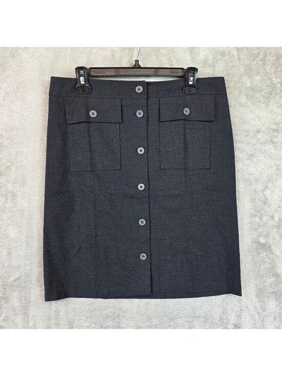 Esprit Dresses & Skirts - Vintage Esprit Skirt Womens 12 Gray Twill Button Front Pencil Knee Length Pocket